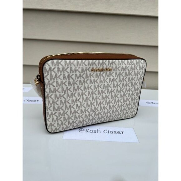Michael Kors crossbody jet set large crossbody MK signature vanilla - Picture 2 of 10